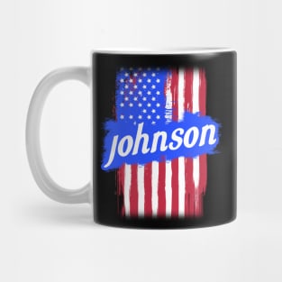 American Flag Johnson Family Gift T-shirt For Men Women, Surname Lastname Mug